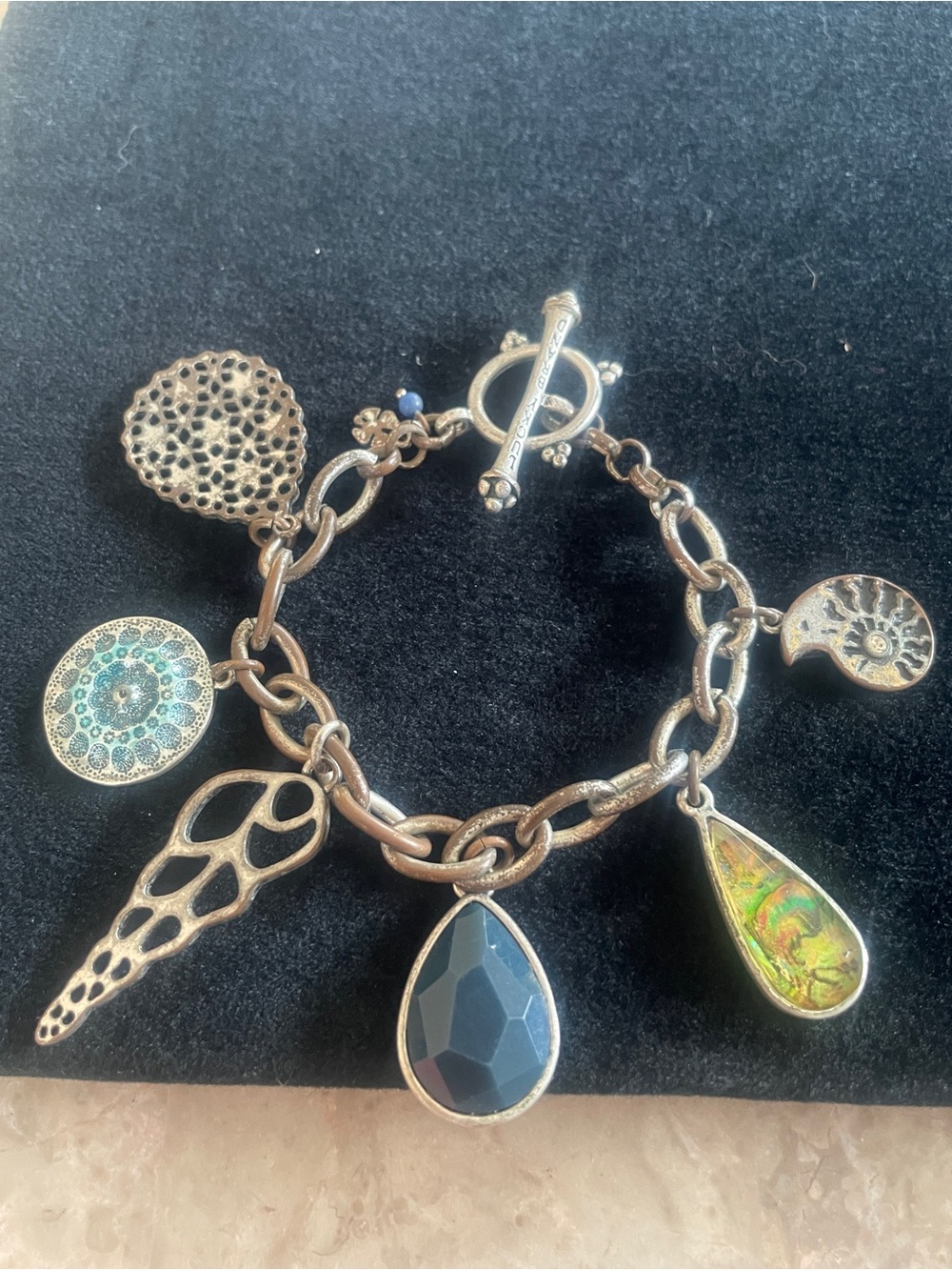 Vintage Lucky brand charm bracelet some normal age wear is shown in photos!